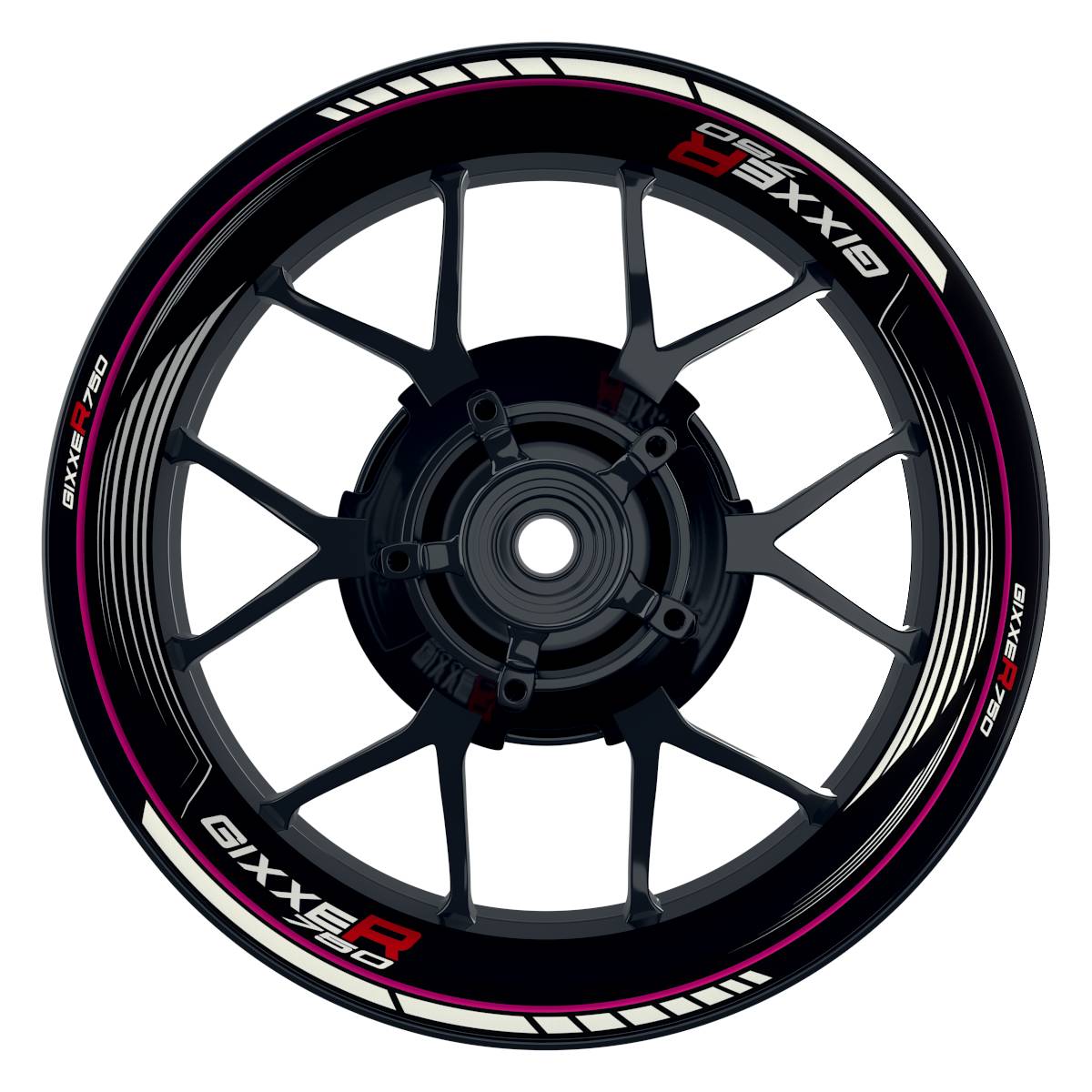 GIXXER750 SAW schwarz pink Wheelsticker Felgenaufkleber
