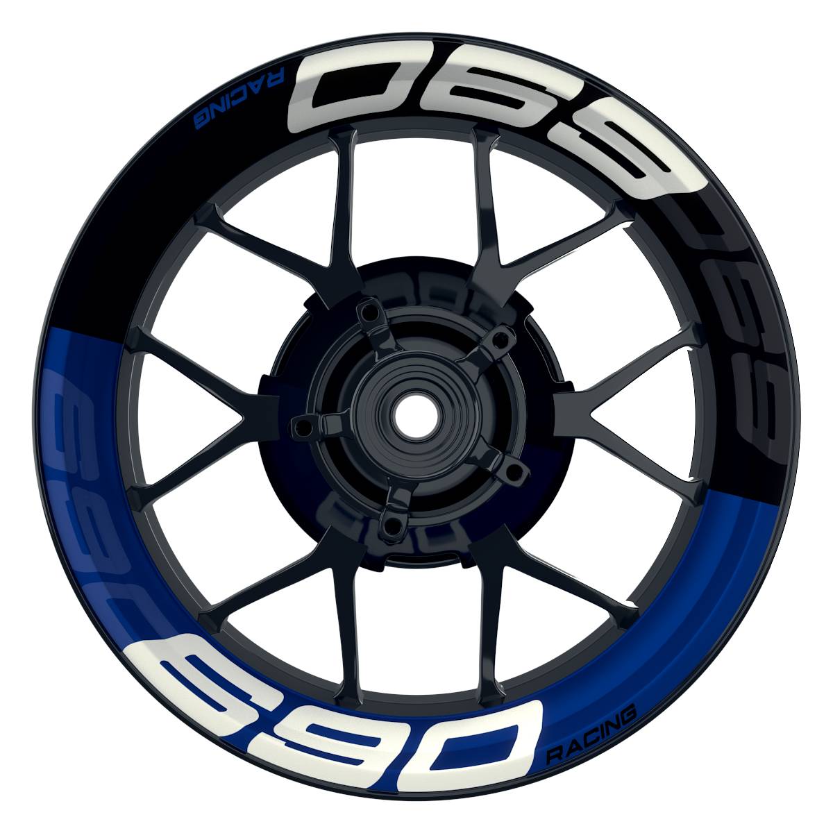 KTM 690RACING 2022 Halb halb schwarz V2 blau Frontansicht