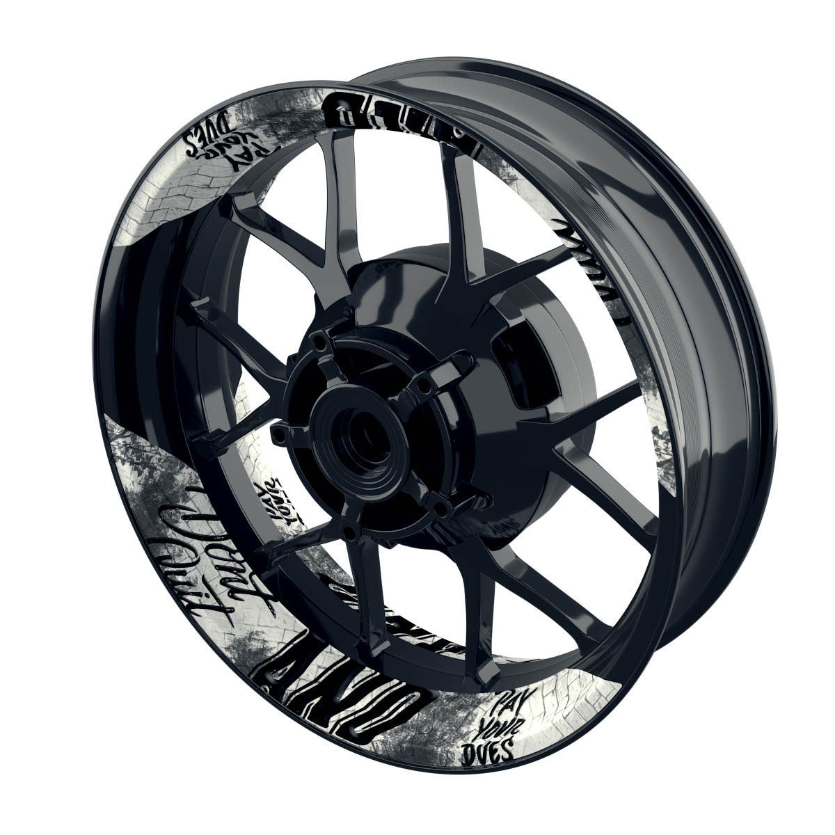 Felgenaufkleber Hypnotic schwarz Premium geteilt Wheelsticker