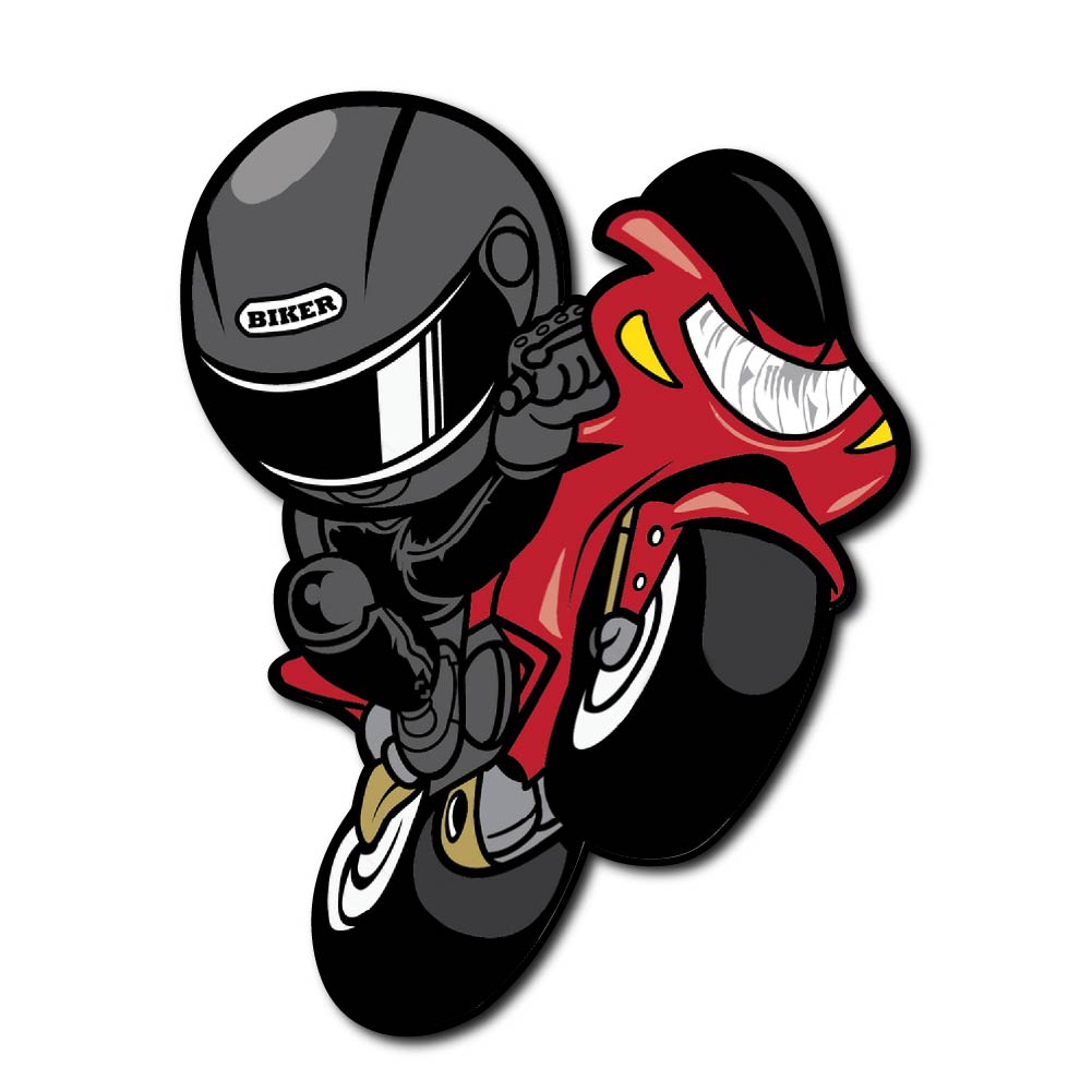 Biker Wheelie Sticker 10cm high