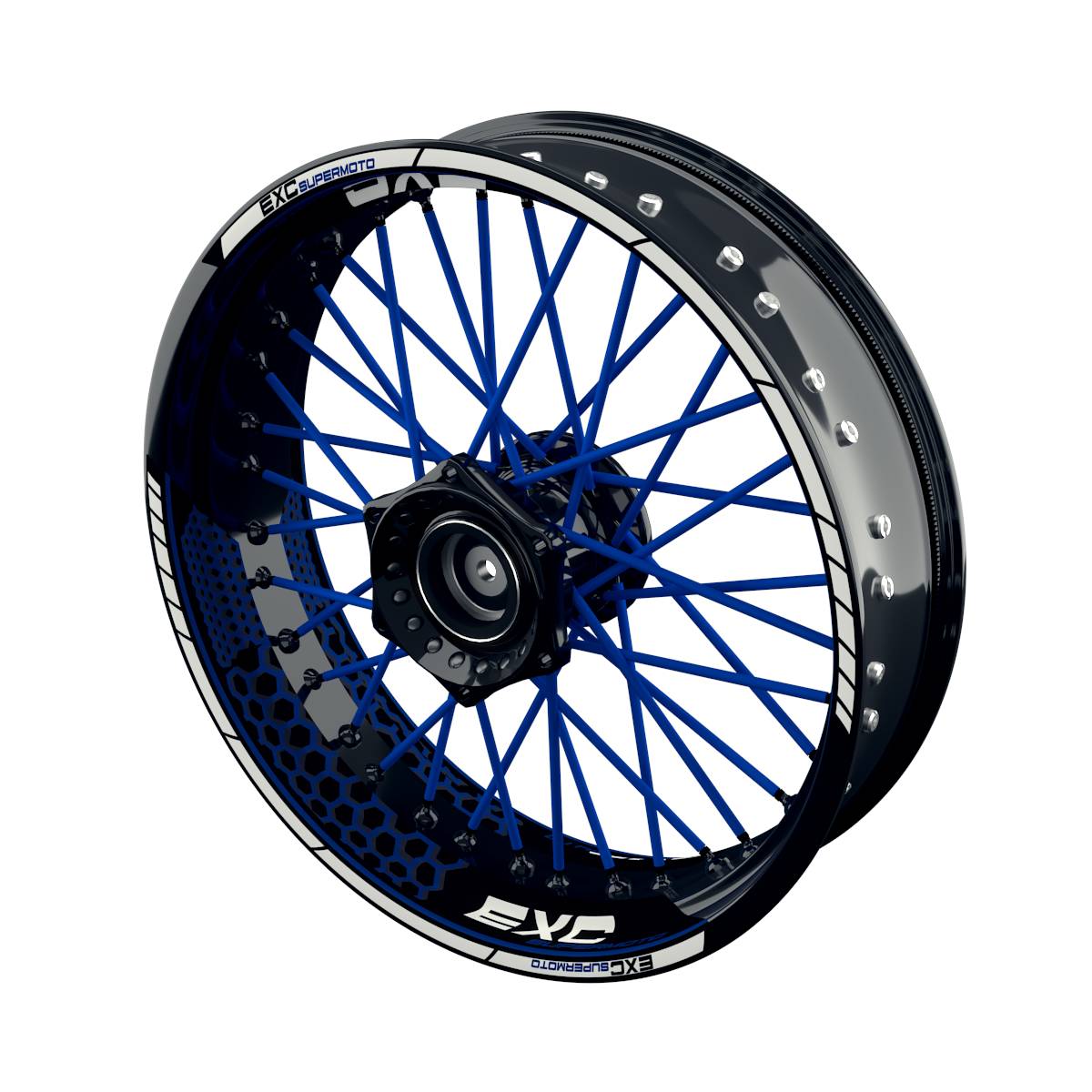 EXC Supermoto Hexagon Rim Decals Wheelsticker Premium splitted