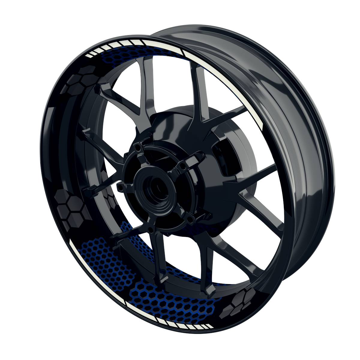 Hexagon black Rim Decals Wheelsticker Premium splitted