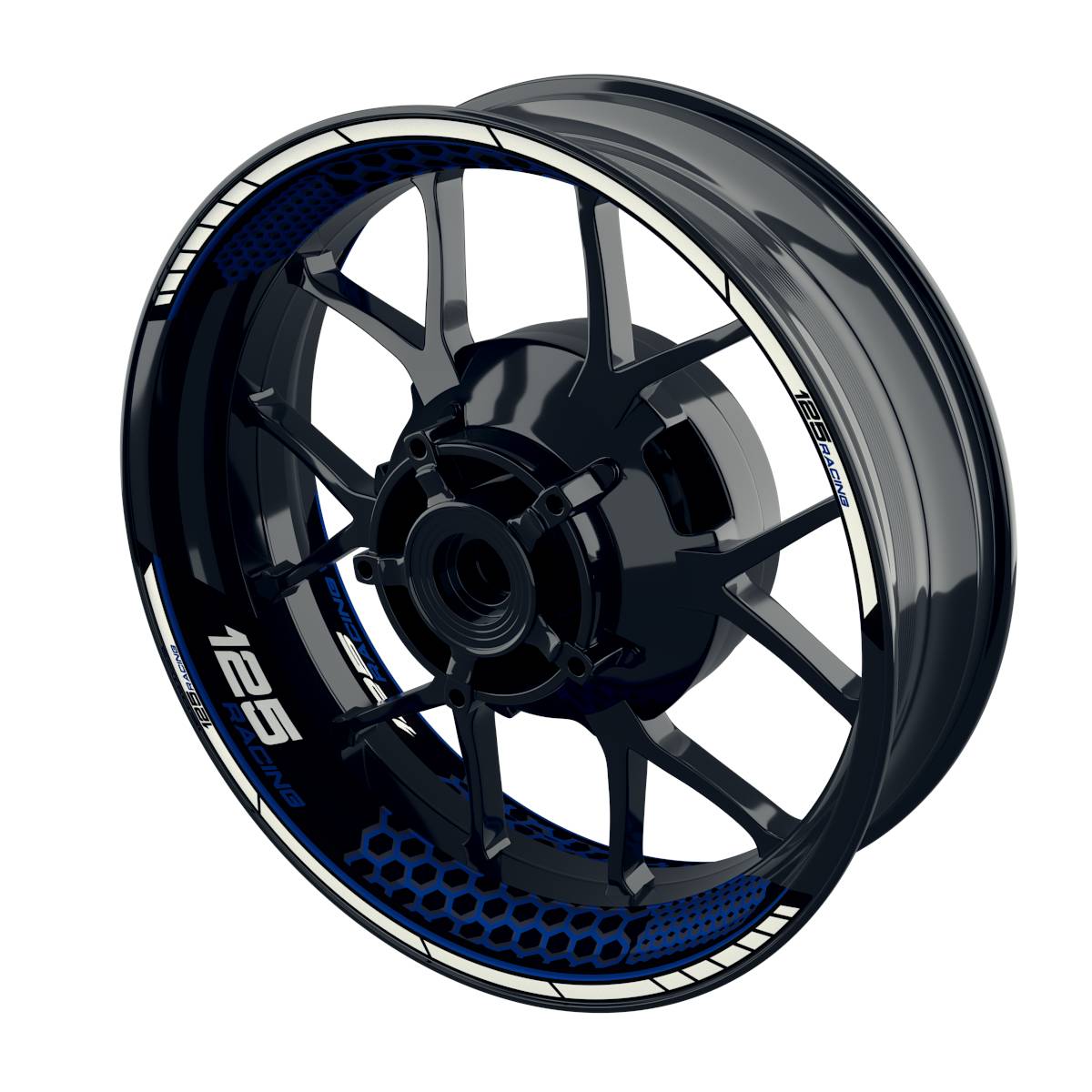 Felgenaufkleber Racing 125 Hexagon Wheelsticker Premium geteilt