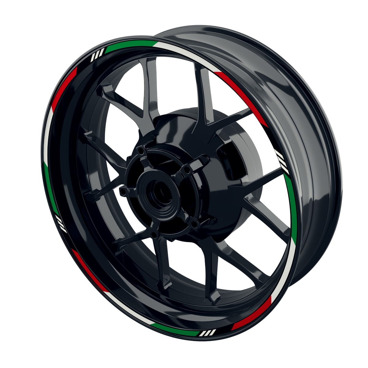 Italia Tricolor black Rim Stripes Premium Wheelsticker