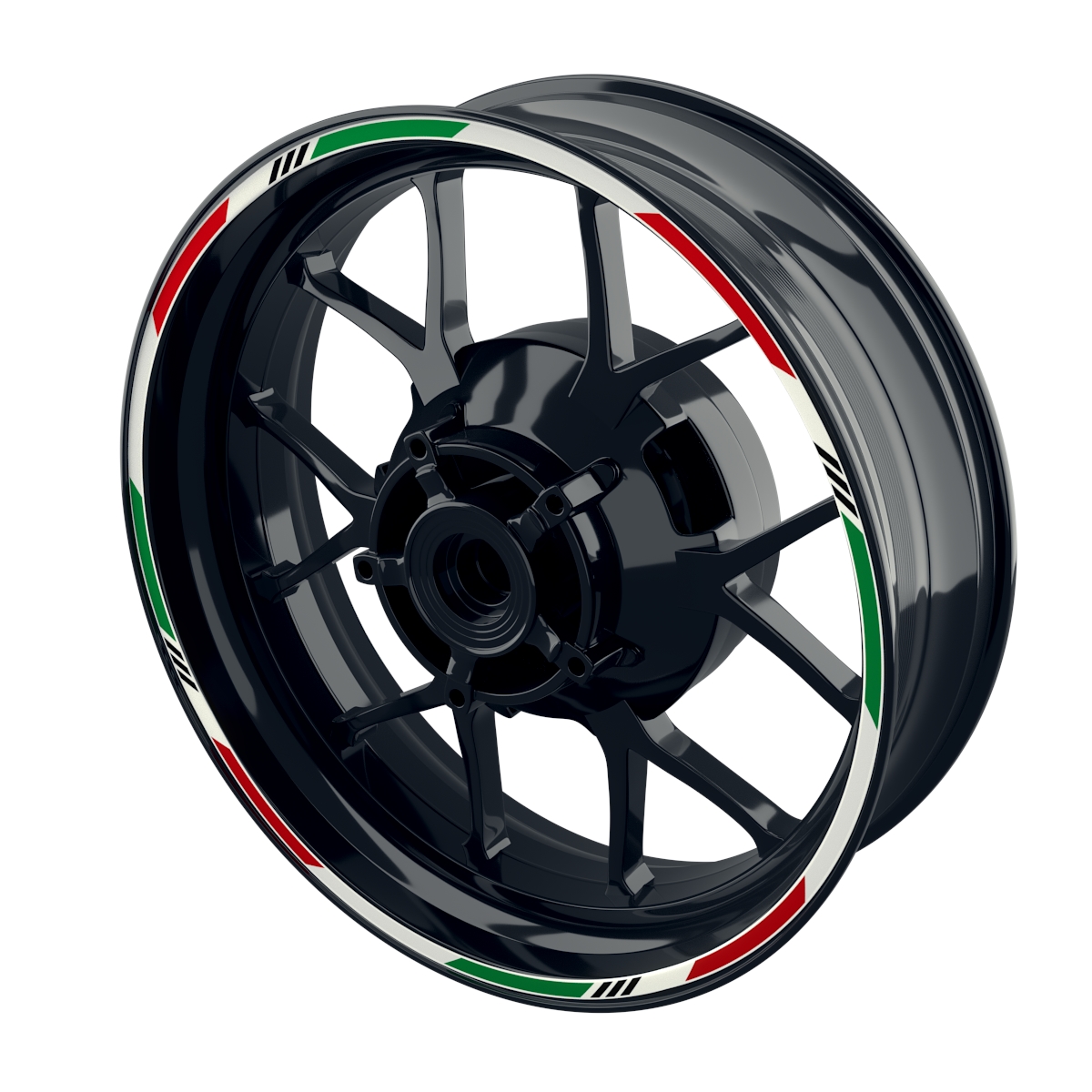 Italia Tricolor white Rim Stripes Premium Wheelsticker