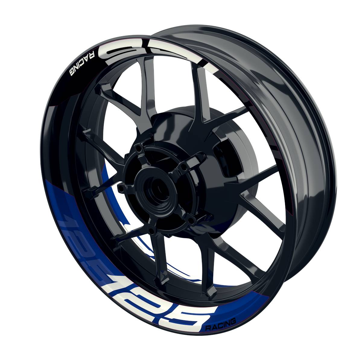 Felgenaufkleber Felgenaufkleber 125 Racing halb halb V2 Wheelsticker Premium geteilt