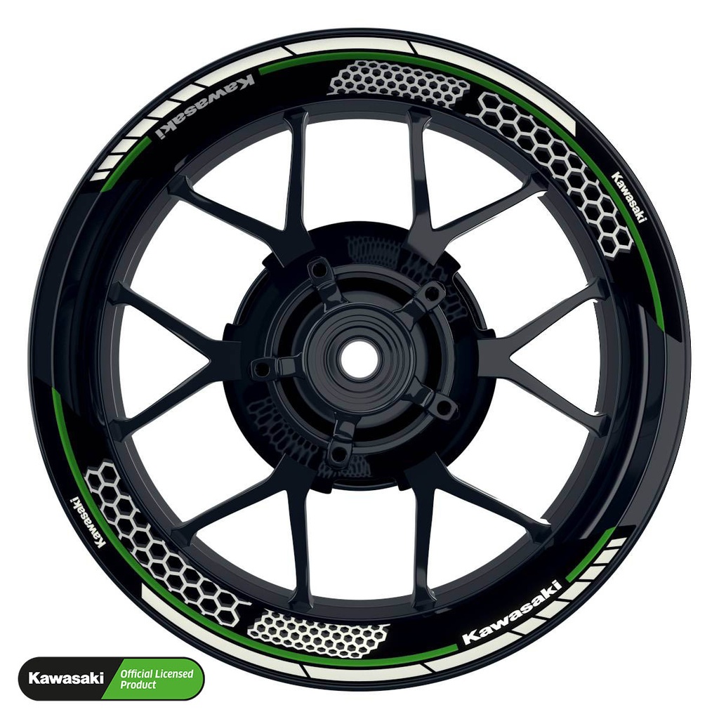 Kawasaki Rim Decals splitted Design Hexagon