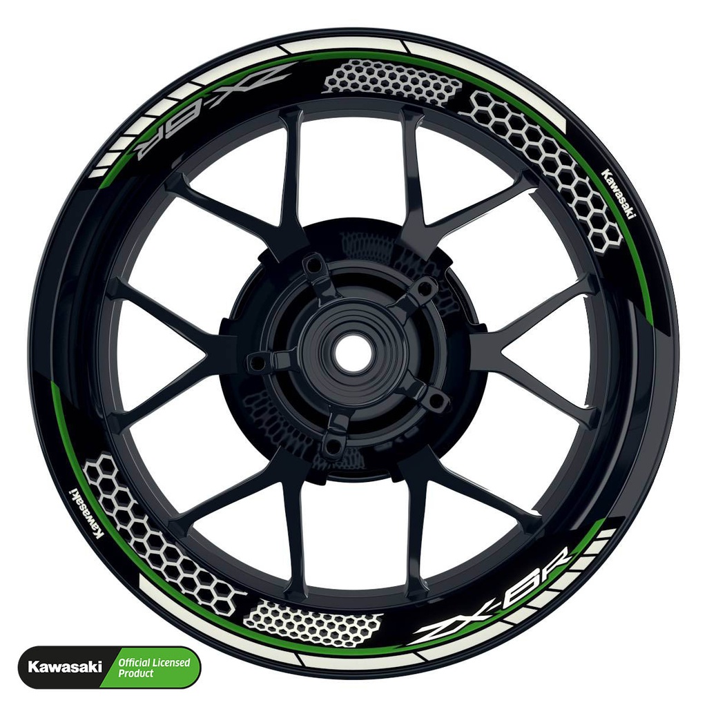 Kawasaki ZX-6R Rim Decals splitted Design Hexagon