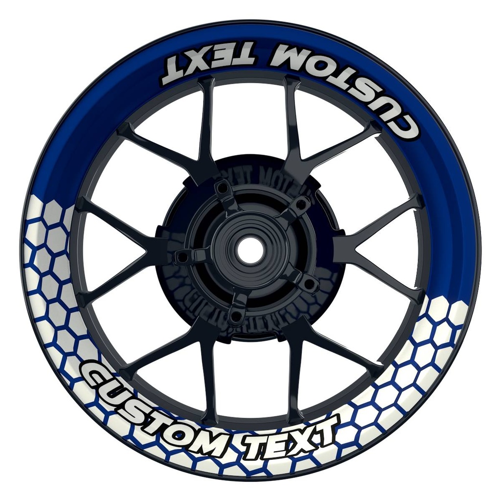 Individuelle Felgenaufkleber "Hexagon" halb halb weiss Premium Wheelsticker