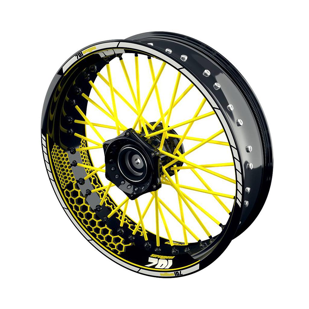 Felgenaufkleber Husqvarna 701 Motorrad Supermoto Hexagon Wheelsticker Premium geteilt