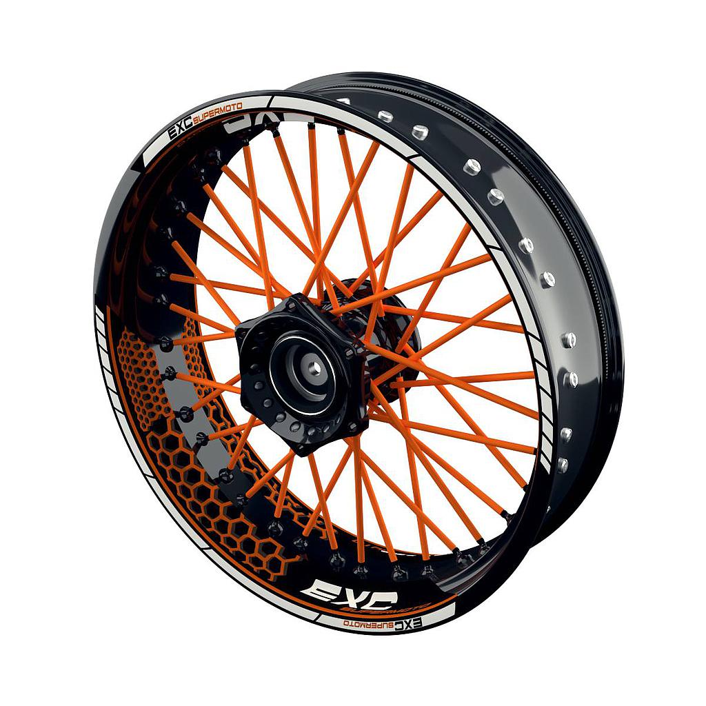 Felgenaufkleber KTM EXC Supermoto Hexagon Wheelsticker Premium geteilt