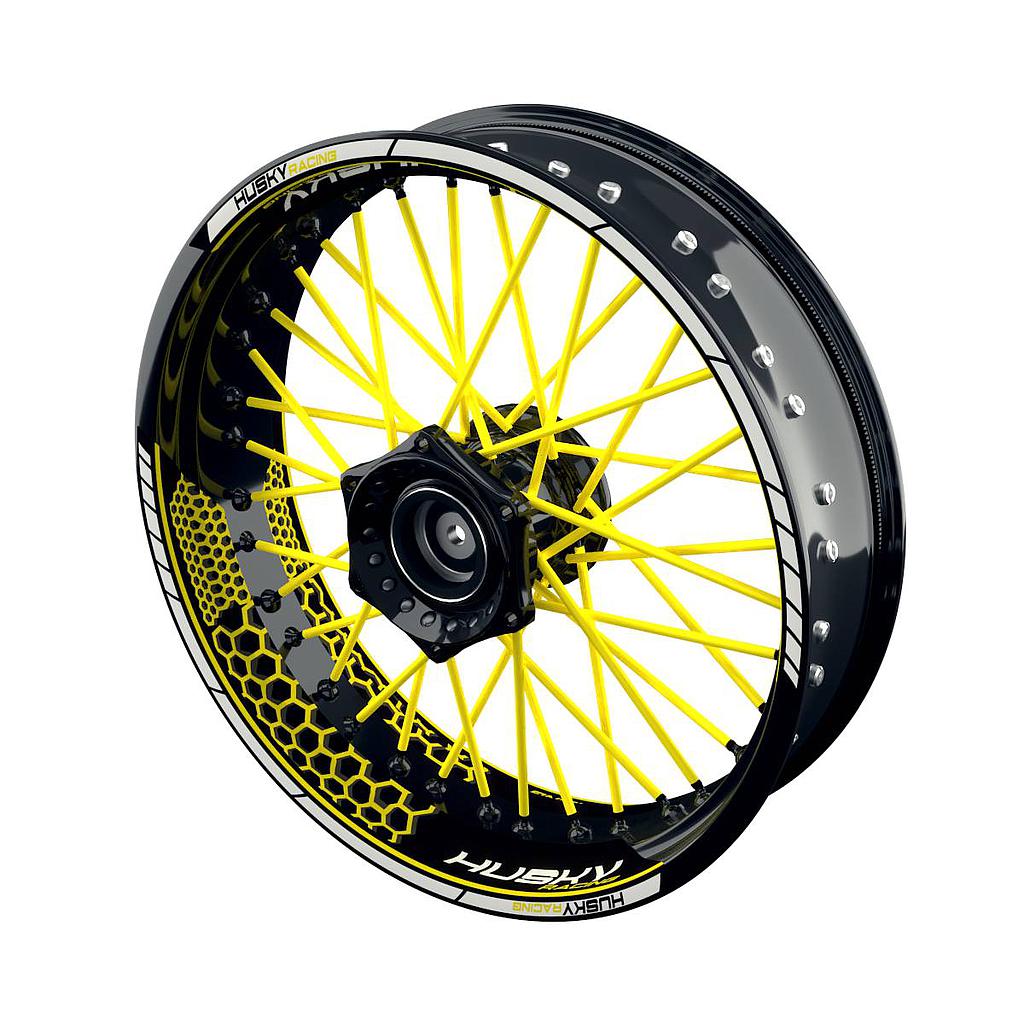 Husqvarna Felgenaufkleber HUSKY Racing Hexagon Wheelsticker Premium geteilt