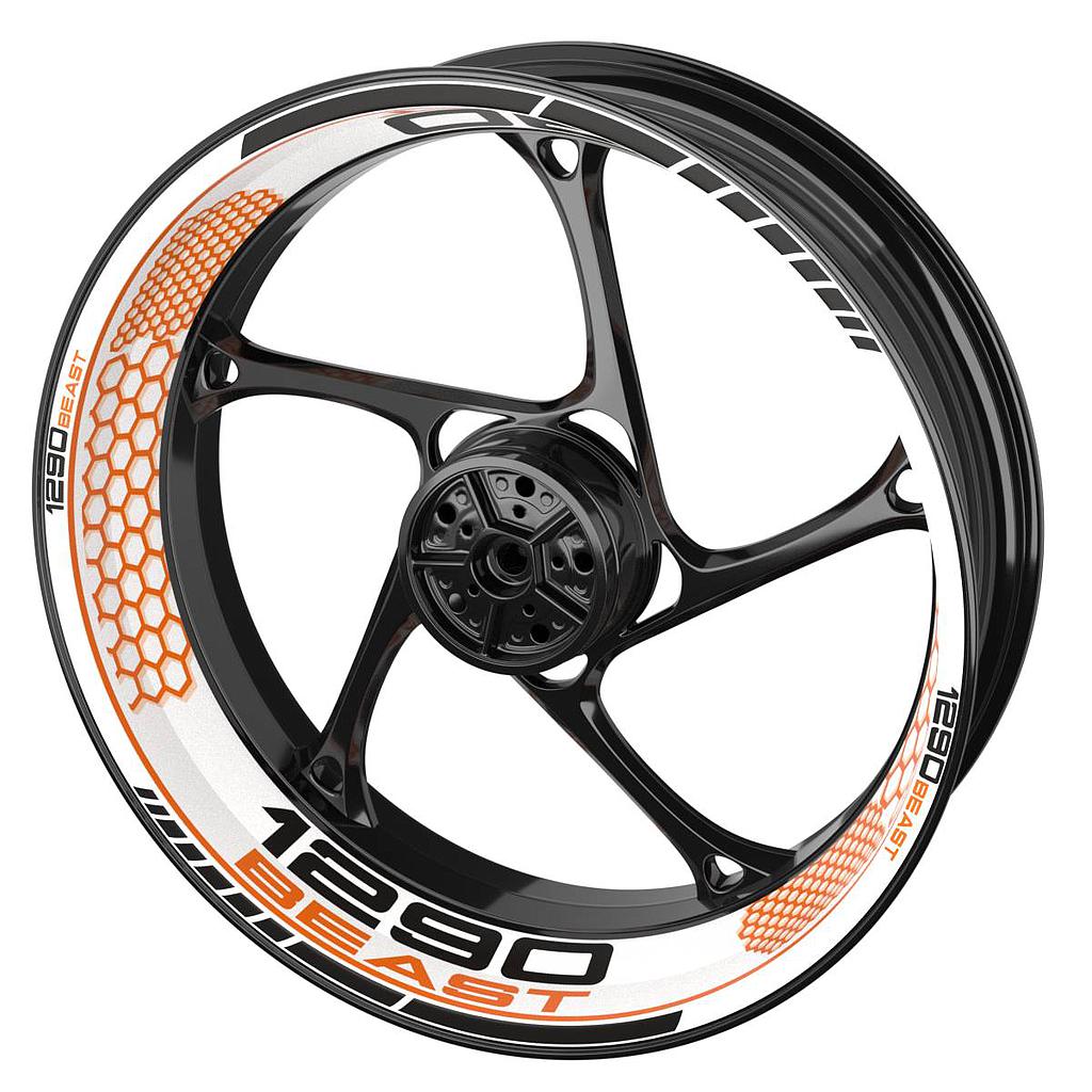 Felgenaufkleber KTM Superduke 1290 Beast Hexagon weiss Wheelsticker Premium