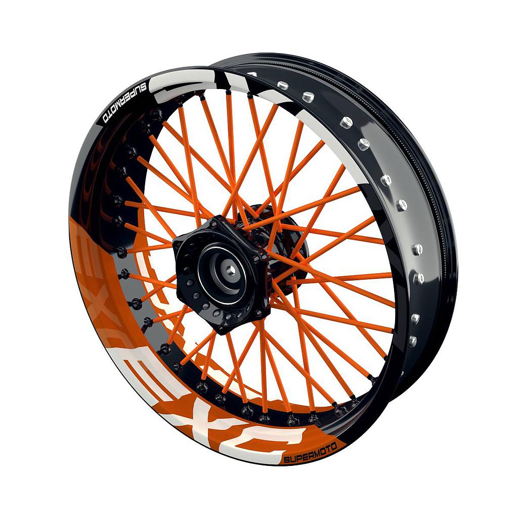 Felgenaufkleber KTM EXC Supermoto halb halb V2 Wheelsticker Premium geteilt