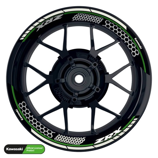 [42387-07-KM] Kawasaki ZRX Felgenaufkleber geteilt Design Hexagon