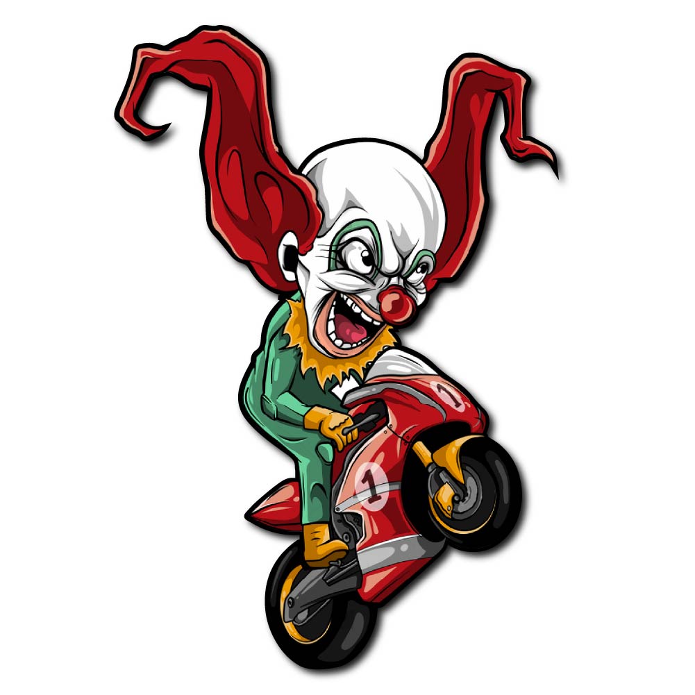 [7423-03-02] Biker Clown Sticker 10cm high