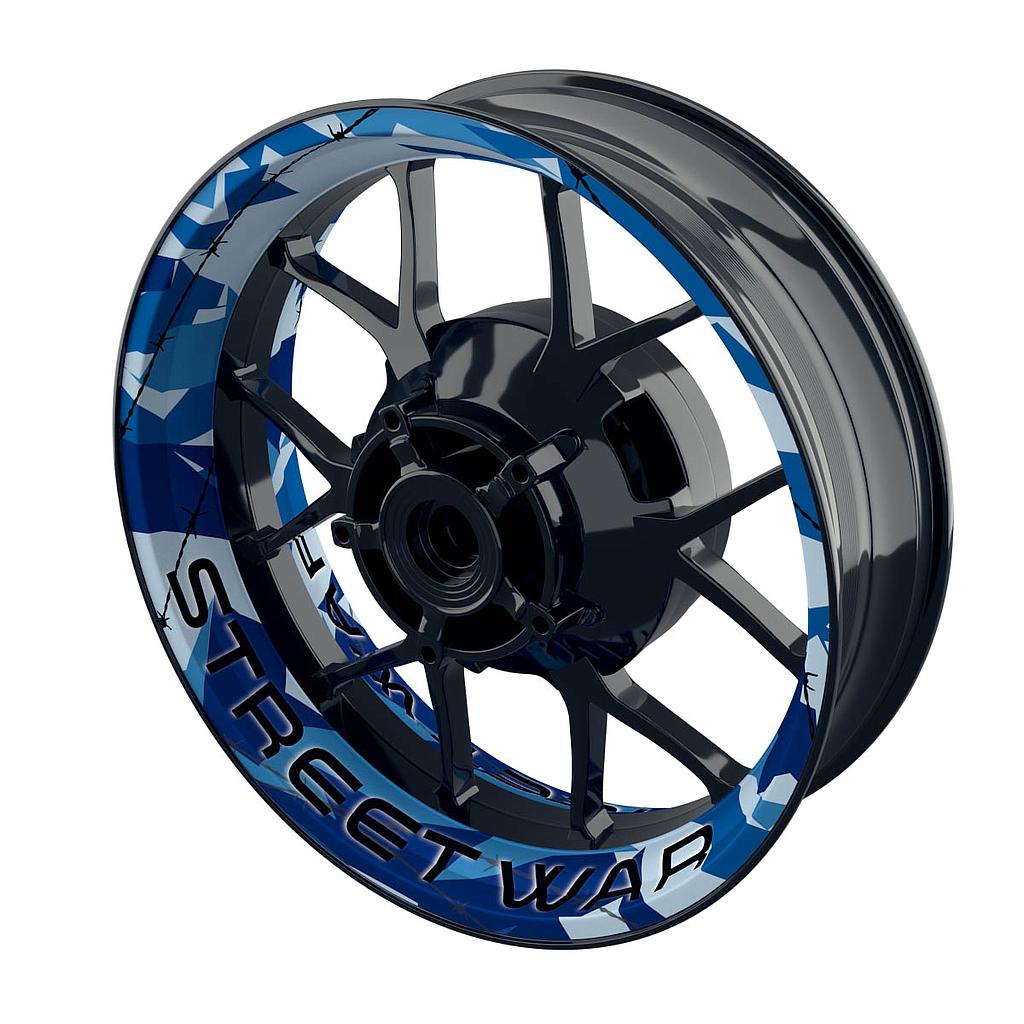 Camouflage Blue eckig Streetwar Rim Decals Premium